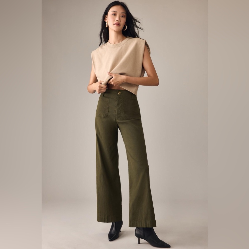 Maeve The Collette Full-Length Wide-Leg Green Pants